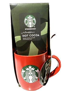 Starbucks Classic Hot Cocoa Red Ceramic Mug Gift Set with Holiday Packaging